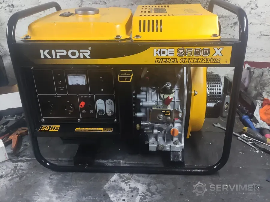 Generador diésel Kipor KDE 3500X reparado en el taller de SERVIMEK
